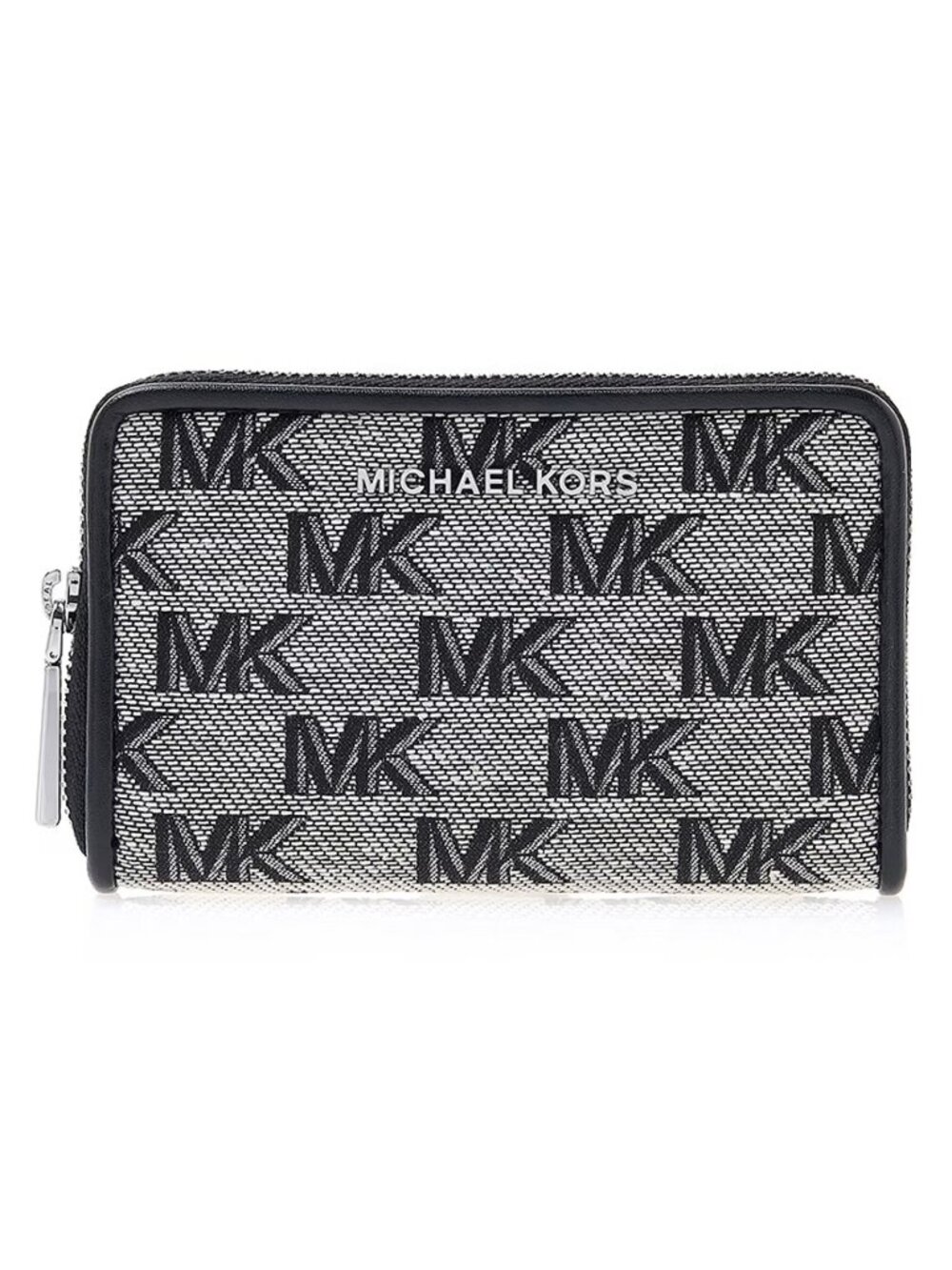 New Michael Kors Jet Set Small Zip Around Card Case Black/Light Cream - Picture 1 of 8